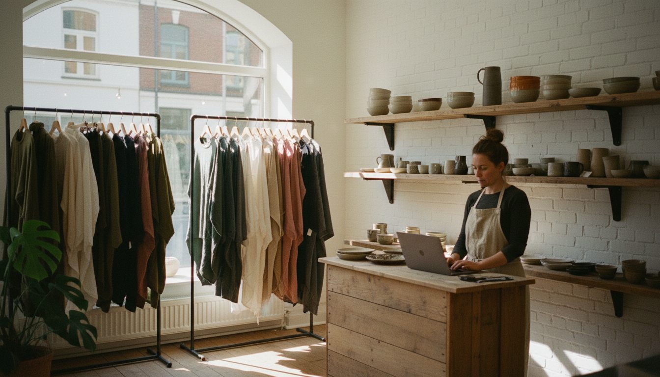 Interiør i en københavnsk designbutik med kuraterede varer